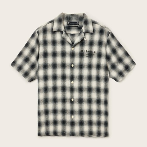 Mens All Saints Underground Relaxed Check Logo Shirt Small - Picture 10 of 11